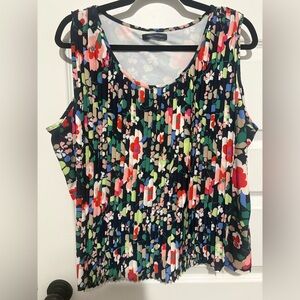 Tommy Hilfiger Floral Multicolor Pleated Sleeveless Blouse Size L/XL